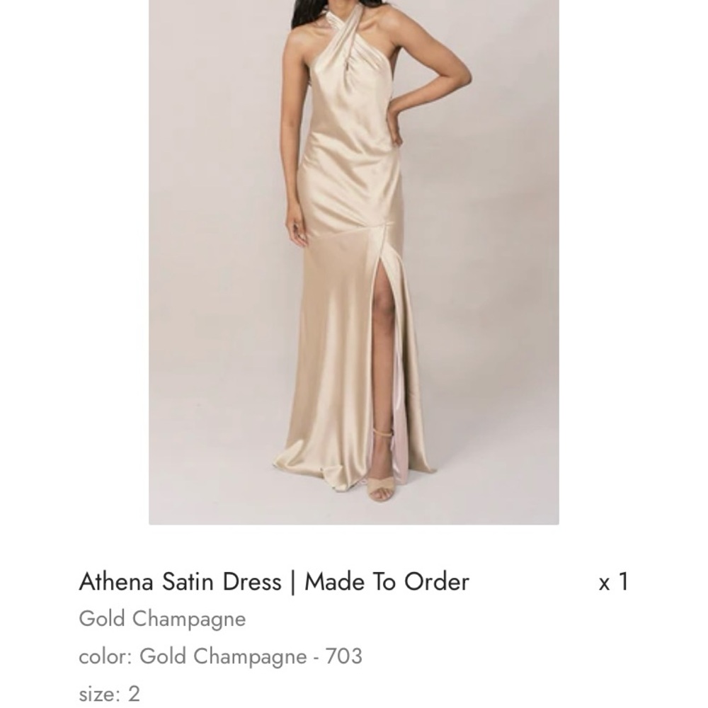 Revelry Athena Satin Dress in Gold Champagne